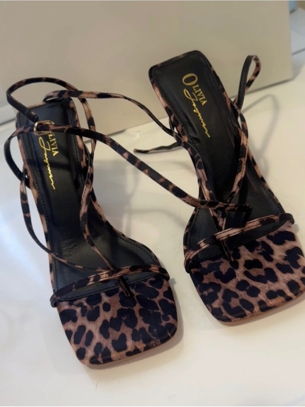 Olivia Ferguson Square Toe Leopard High Heels - Size 6.5